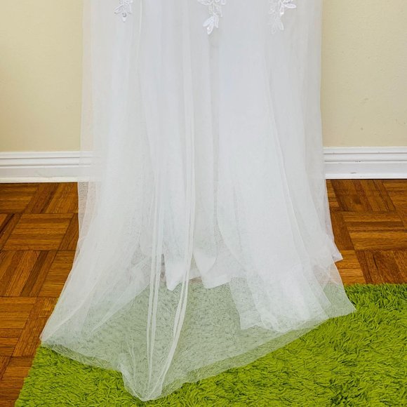Ever Pretty V-Neck Lace Appliques Tulle Wedding Evening Gown Sz 16 White - Picture 7 of 11